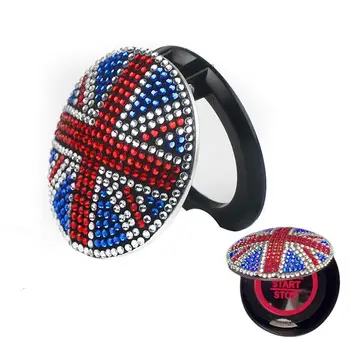 Queen Jubilee 70 Years Union Jack Cars Switch Cover S Universal Car Key Cover Shiny Push Start Car Accessories for Sticking
