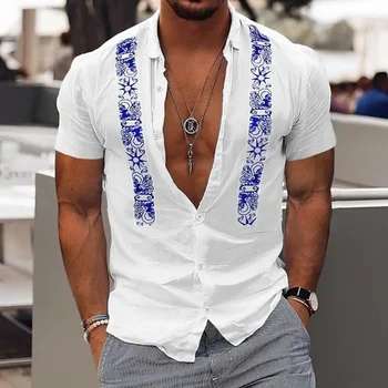 retro vyriški havajietiški marškiniai 3D dryžuotas spausdinimas paplūdimio atostogos trumpomis rankovėmis vasaros oversized viršutiniai marškinėliai vyriški marškiniai 5xl trumpi sleev