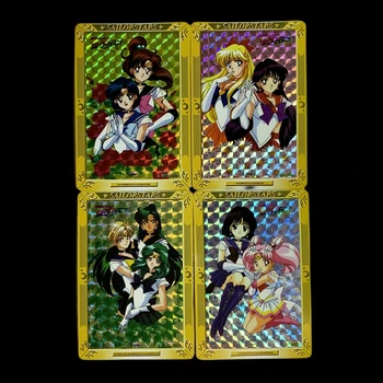 Sailor Moon DIY Tsukino Usagi Mizuno Ami Photo Frame Series Refractive Rainbow Grid Flash Card 4 Sheets Game Collection Cards
