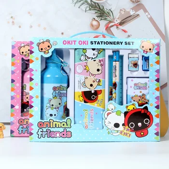 Sanrio Kanceliarinių prekių rinkinys Dovanų dėžutė Kawaii Doraemon Kt Kačių pieštukų dėžutė Vandens puodelis Pieštukų liniuotė Užrašų knygelė Vaikų mokykliniai reikmenys Mergaitės