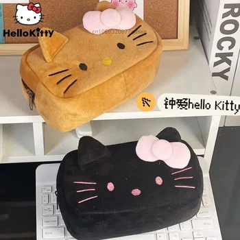 Sanrio Naujas mielas Hello Kitty Sweet Plush Pen Bag Y2K Moterų mielas animacinis filmas Užtrauktukas Kanceliarinių prekių laikymo krepšys Studentų kanceliarinių prekių dėžutė