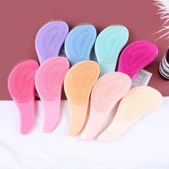 Sdotter Candy Color Magic Anti-static Hair Brush Handle Tangle Detangling Comb Shower Electroplate Massage Comb Salon Hair Styli