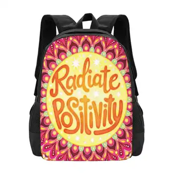 Spinduliuokite pozityvumu-spalvinga ranka rašyta mandala Art By Thaneeya Mcardle Pattern Design Bag Student's Backpack Radiate