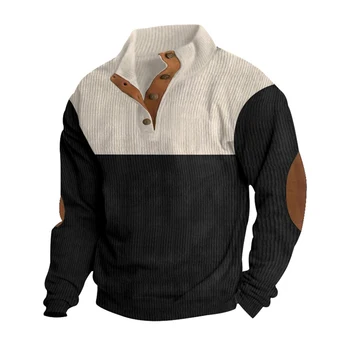 Stilingas vyriškas stovas Apykaklės džemperis Baggy Casual Top ilgomis rankovėmis velvetinis megztinis Spalvos, iš kurių galima rinktis