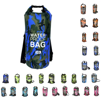 sulankstomas plaukimo krepšys daugiafunkcis vandeniui atsparus sausas maišas laikymo maišelis valtis vieno peties mėlynas kamufliažas 11 5x28cm