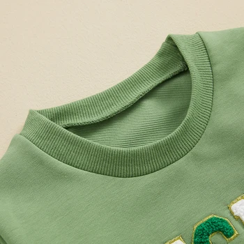 Toddler Baby Irish Festival džemperis Fuzzy Letter siuvinėjimas ilgomis rankovėmis Apvalaus kaklo megztinis Laisvos viršūnės
