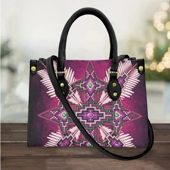 Tribal Print Cross Body Bag Shoulder Bag Luxury PU Leather Fashion Top Handle Clutch Vintage Party Girl HandBags New 2023 Totes