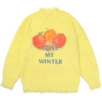 Unisex 2023 Winter Couple Fake Mink Fur Sweater 가을 니트 Womens Vintage Streetwear Mezgimo medvilnės laiškų spausdinimo megztiniai