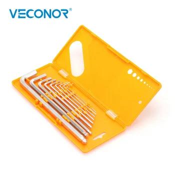 Veconor 9PCS H1.5-10MM L Tipas Puikios kokybės prailgintas rutulinis taškas šešiakampis galvutės raktas veržliarakčio rinkinys Sukimo momentas Rankinių įrankių rinkinys