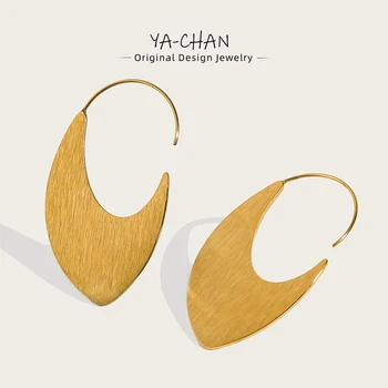 YACHAN 18K Gold PVD dengtas nerūdijančio plieno lankelis auskarai moterims Metalinė šlifuota tekstūra Madinga netaisyklingų auskarų papuošalų dovana