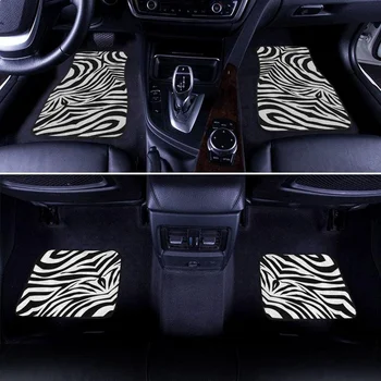 Zebra automobilių grindų kilimėliai atspausdinti individualūs gyvūnų odos automobilių priedai 4PCs paketas