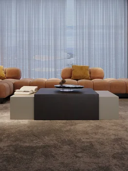 šiaurietiškas modernus minimalistinis kavos staliukas, svetainės modulis, ištraukiamas dizainerio stiliaus kombinuotas kavos staliukas